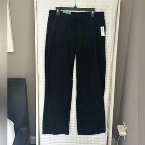 Black Wide Leg Drawstring Pants